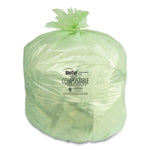 Biotuf Compostable Can Liners, 30 gal, 1 mil, 28" x 45", Green, 25 Bags/Roll, 5 Rolls/Carton