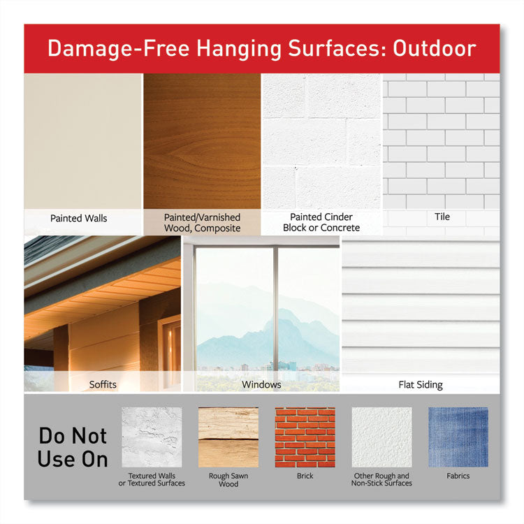 all weather hooks and strips, small, plastic, clear, 0.5 lb capacity, 30 clips and 32 strips/pack