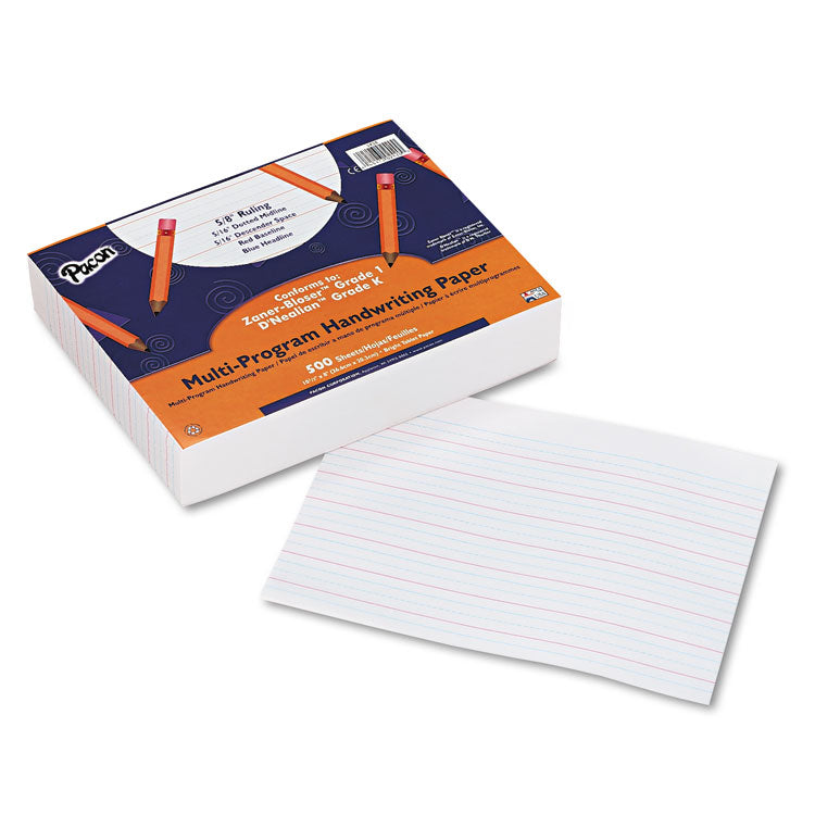 Multi-Program Handwriting Paper, 16 Lb, 5/8" Long Rule, One-Sided, 8 X 10.5, 500/pack