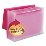 Poly Expanding Folders, 12 Sections, Cord/Hook Closure, 1/6-Cut Tabs, Letter Size, Pink/Clear