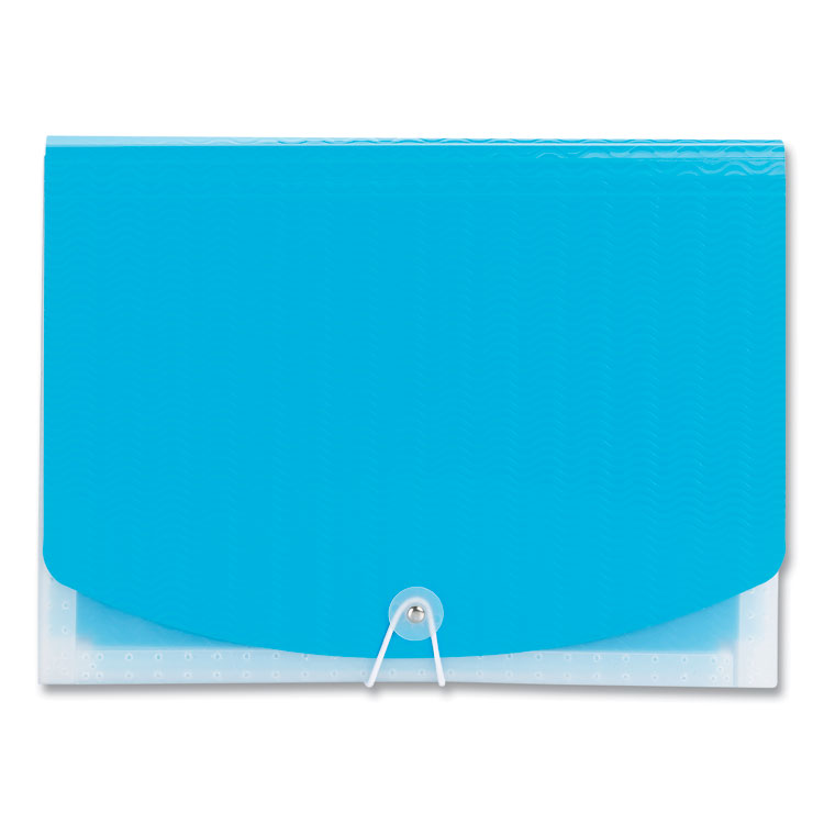 Poly Expanding Folders, 12 Sections, Cord/Hook Closure, 1/6-Cut Tabs, Letter Size, Teal/Clear