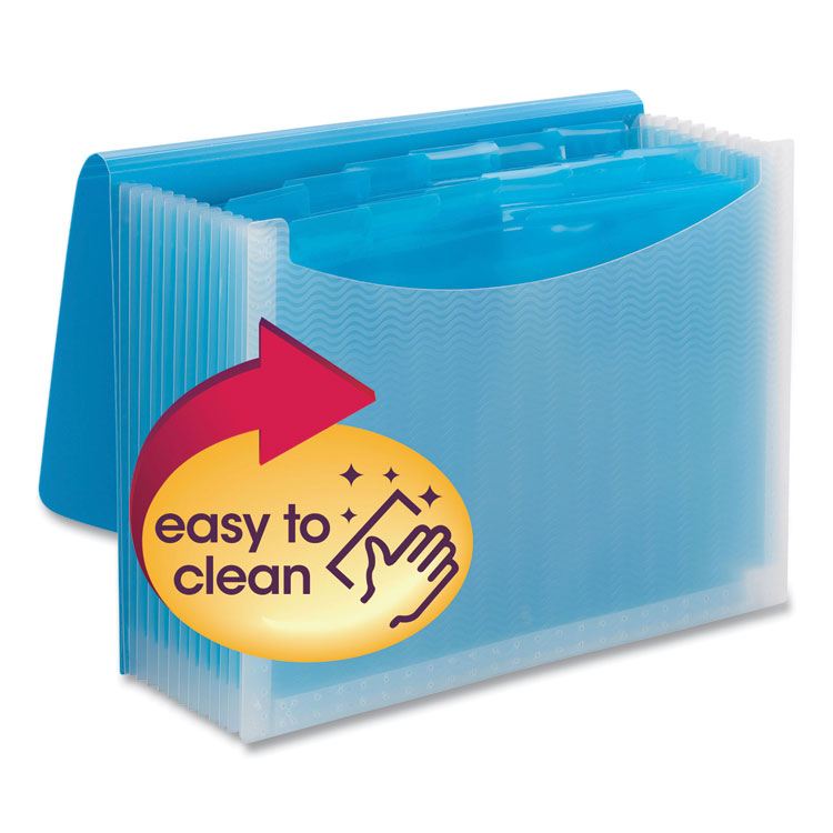 Poly Expanding Folders, 12 Sections, Cord/Hook Closure, 1/6-Cut Tabs, Letter Size, Teal/Clear