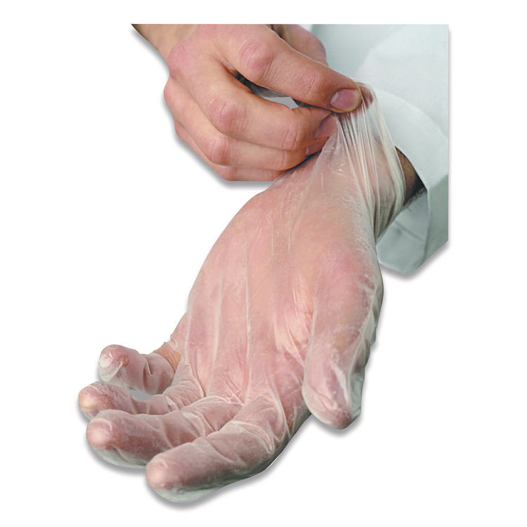 V5101 Series Latex-Free Lightly Powdered Vinyl Gloves, Small, 3 mil Thick, 9" Long, Clear, 100/Box