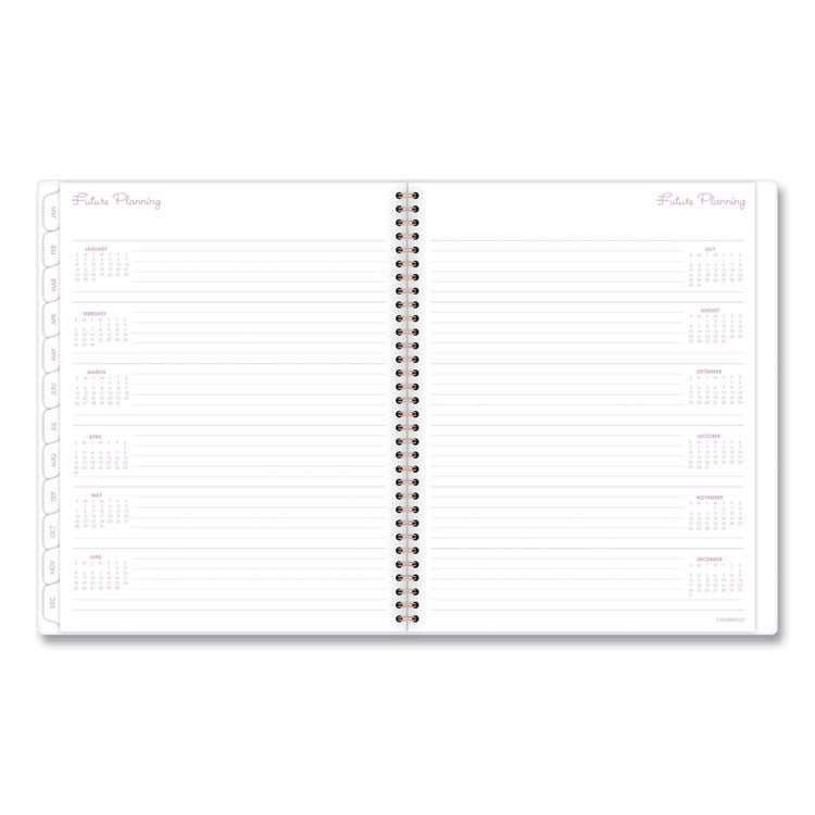 Mina Weekly/Monthly Planner, Floral Artwork, 11 x 8.5, White/Violet/Peach Cover, 12-Month (Jan to Dec): 2025
