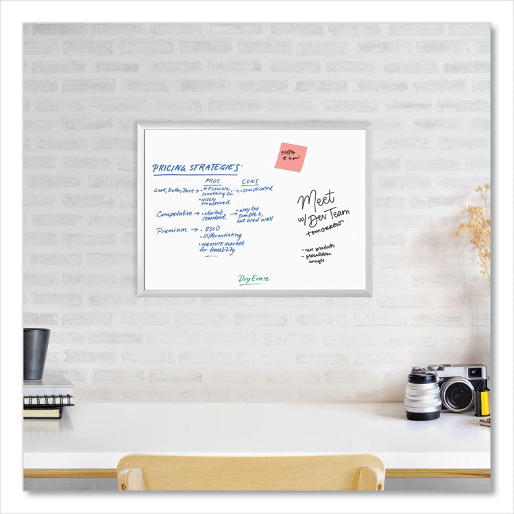 Melamine Dry Erase Board, 24" x 18" (Actual Size: 23" x 17"), White Surface, Satin Aluminum Frame
