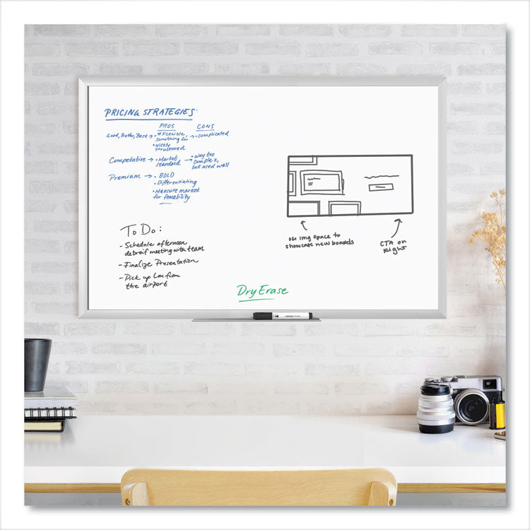 Melamine Dry Erase Board, 36" x 24" (Actual Size: 35" x 23"), White Surface, Satin Aluminum Frame