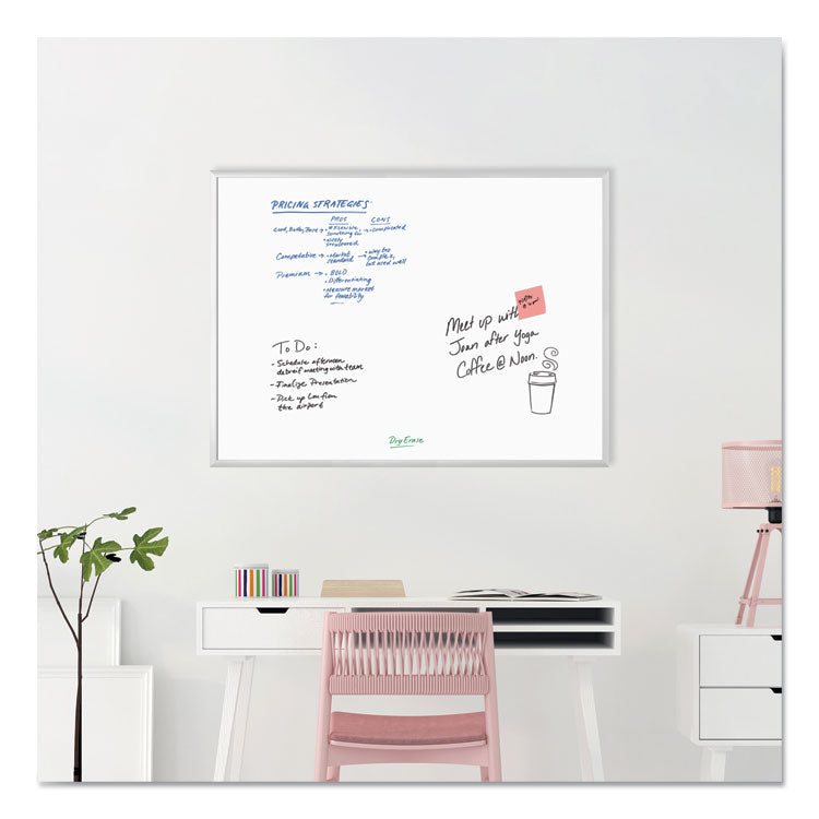 Melamine Dry Erase Board, 48" x 36" (Actual Size: 47" x 35"), White Surface, Satin Aluminum Frame
