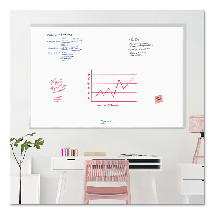 Melamine Dry Erase Board, 72" x 48" (Actual Size: 70" x 47"), White Surface, Satin Aluminum Frame