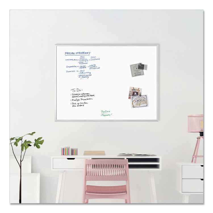 Magnetic Dry Erase Board with Aluminum Frame, 48" x 36" (Actual Size: 47" x 35"), White Surface, Satin Aluminum Frame