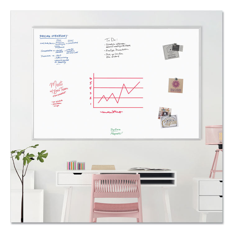 Magnetic Dry Erase Board with Aluminum Frame, 72" x 48" (Actual Size: 70" x 47"), White Surface, Satin Aluminum Frame