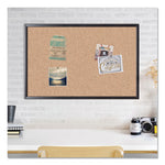 Cork Bulletin Board, 36" x 24" (Actual Size: 35" x 23"), Tan Surface, Black Wood Frame