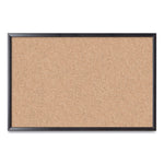 Cork Bulletin Board, 36" x 24" (Actual Size: 35" x 23"), Tan Surface, Black Wood Frame