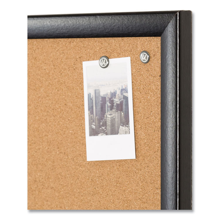 Cork Bulletin Board, 36" x 24" (Actual Size: 35" x 23"), Tan Surface, Black Wood Frame