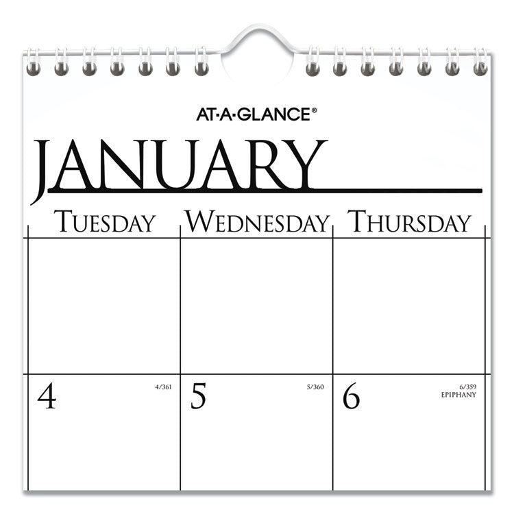 Business Monthly Wall Calendar, 15 x 12, White/Black Sheets, 12-Month (Jan to Dec): 2025