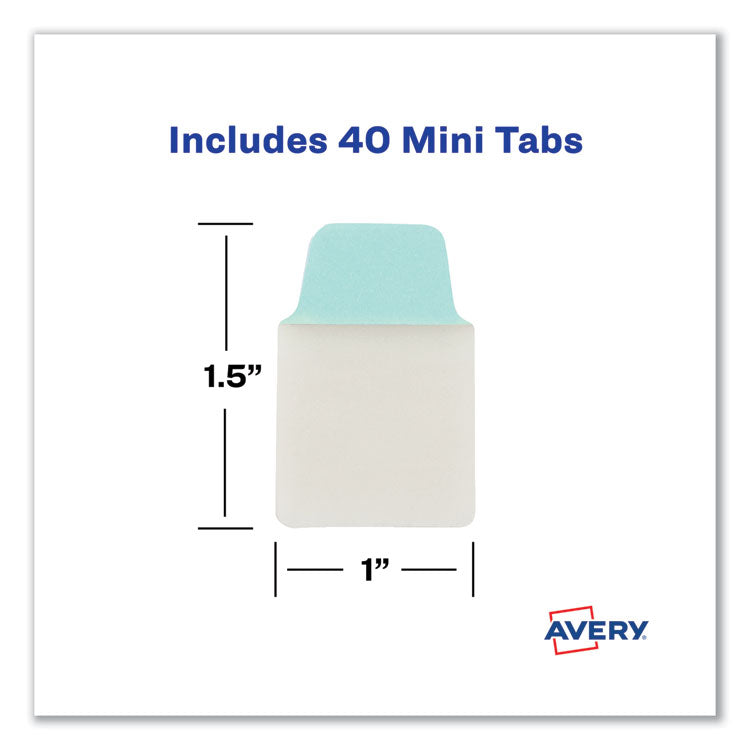 Ultra Tabs Repositionable Tabs, Mini Tabs: 1" x 1.5", 1/5-Cut, Assorted Pastel Colors, 40/Pack