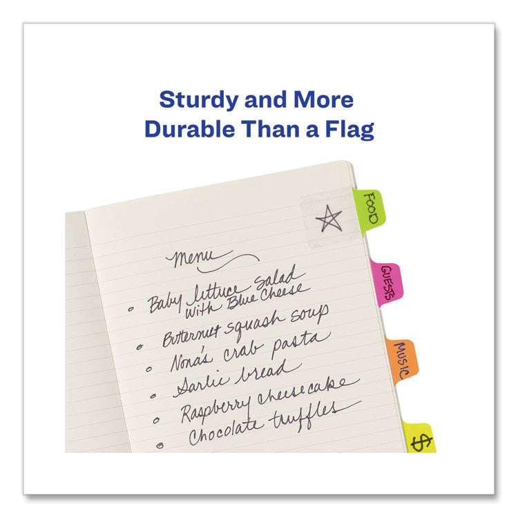 Ultra Tabs Repositionable Tabs, Mini Tabs: 1" x 1.5", 1/5-Cut, Assorted Neon Colors, 80/Pack