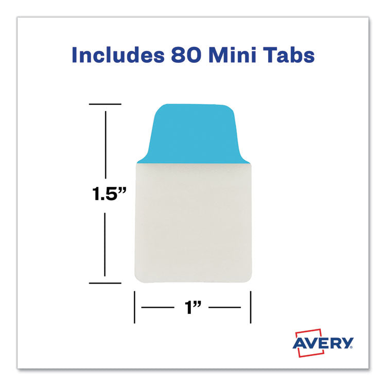 Ultra Tabs Repositionable Tabs, Mini Tabs: 1" x 1.5", 1/5-Cut, Assorted Colors, 80/Pack