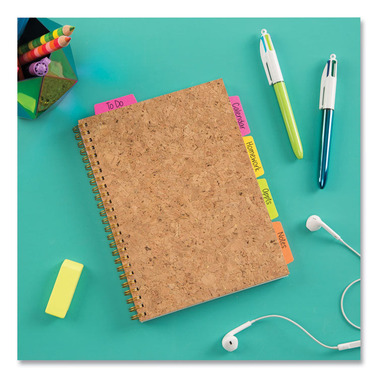 Ultra Tabs Repositionable Tabs, Margin Tabs: 2.5" x 1", 1/5-Cut, Assorted Neon Colors, 24/Pack