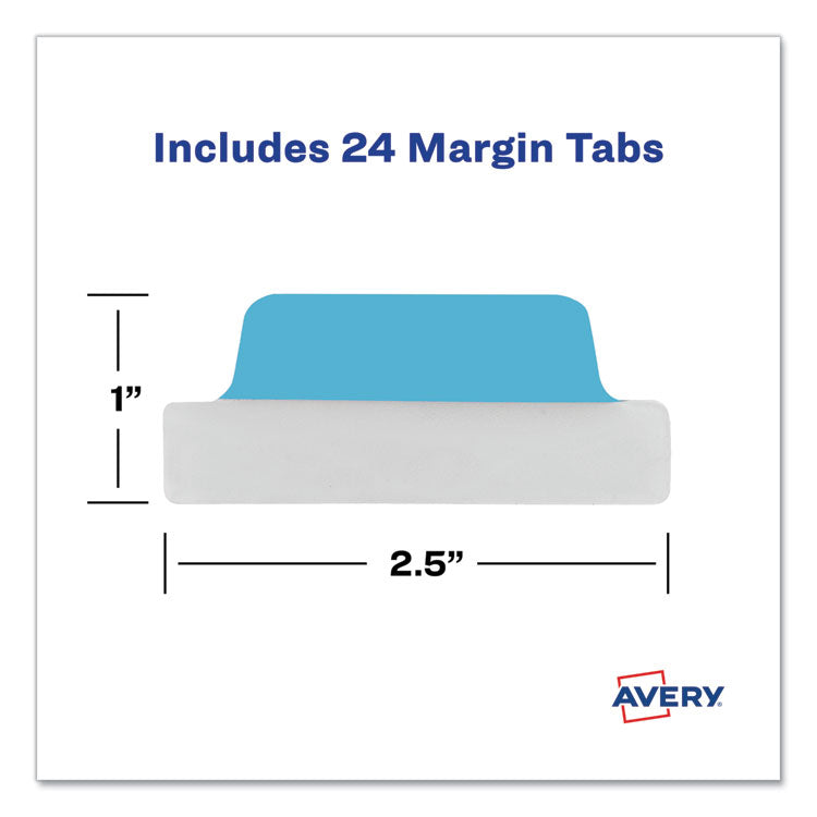Ultra Tabs Repositionable Tabs, Margin Tabs: 2.5" x 1", 1/5-Cut, Assorted Colors, 24/Pack
