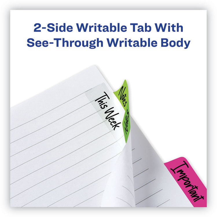 Ultra Tabs Repositionable Tabs, Margin Tabs: 2.5" x 1", 1/5-Cut, Assorted Neon Colors, 48/Pack