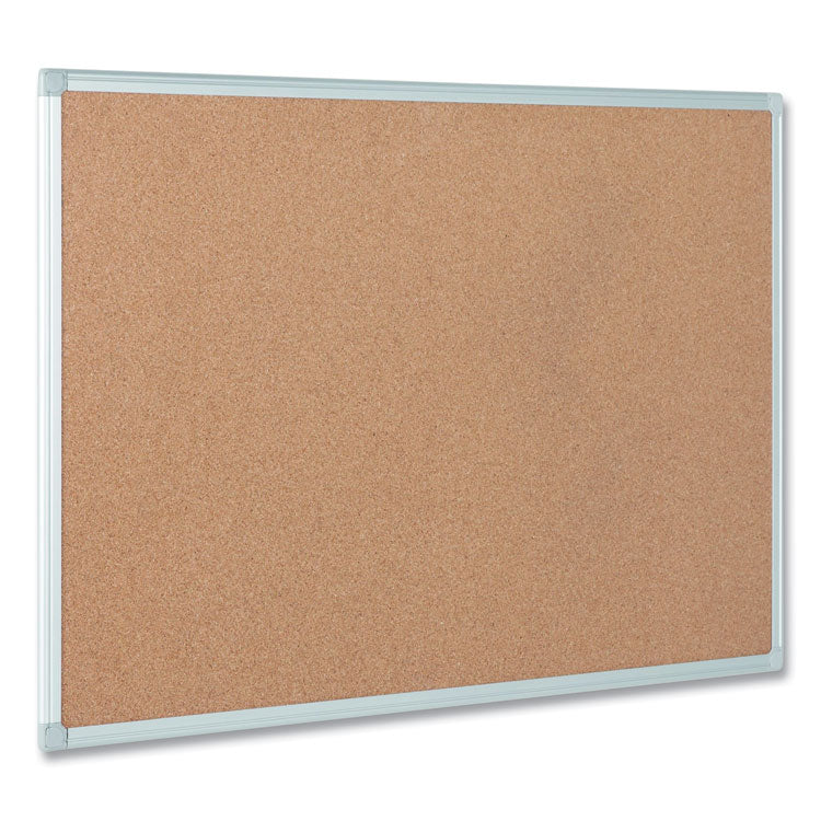 Earth Cork Board, 24" x 18", Tan Surface, Satin Aluminum Frame