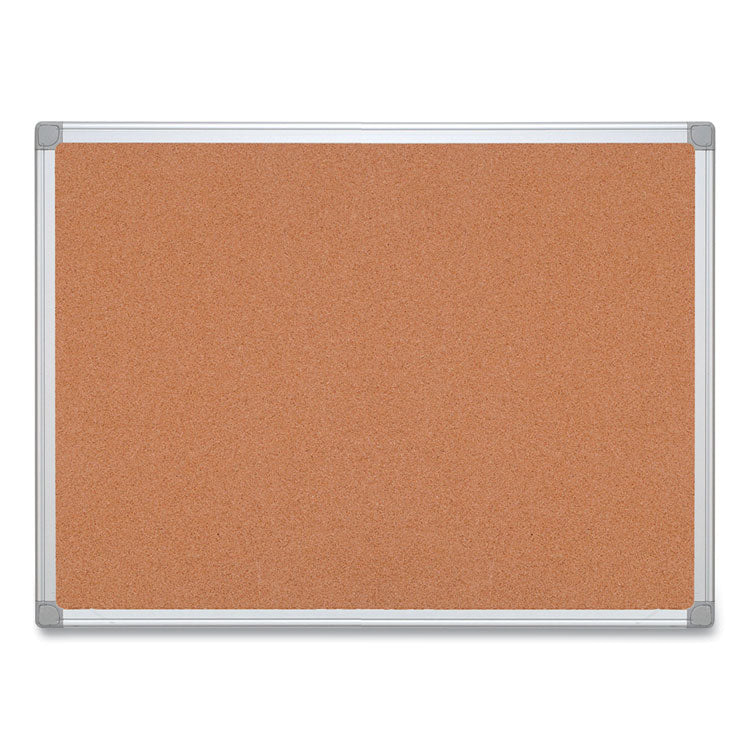 Earth Cork Board, 36" x 24", Tan Surface, Satin Aluminum Frame