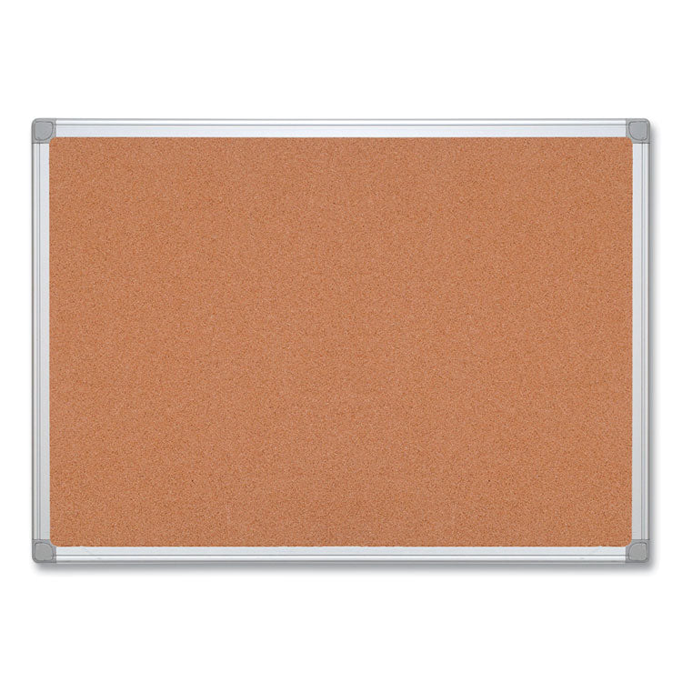 Earth Cork Board, 48" x 36", Tan Surface, Satin Aluminum Frame