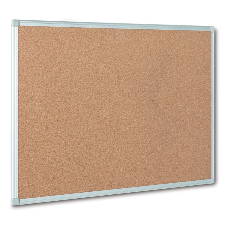 Earth Cork Board, 48" x 36", Tan Surface, Satin Aluminum Frame