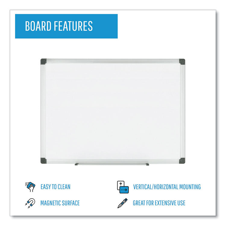 Porcelain Value Dry Erase Board, 36" x 48", White Surface, Satin Aluminum Frame