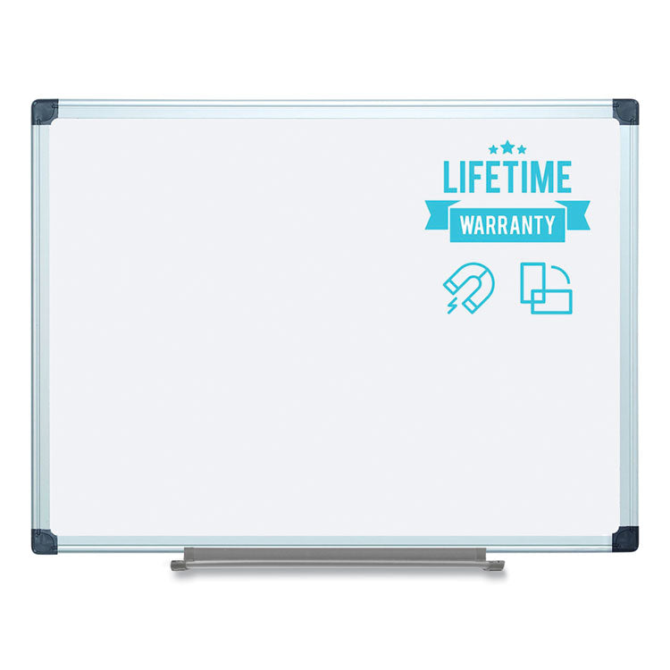 Porcelain Value Dry Erase Board, 48" x 96", White Surface, Satin Aluminum Frame