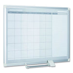 Magnetic Dry Erase Calendar Board, Monthly Planning/Scheduling, 36" x 24", White Surface, Satin Aluminum Frame
