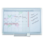 Magnetic Dry Erase Calendar Board, Monthly Planning/Scheduling, 48" x 36", White Surface, Satin Aluminum Frame