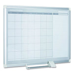 Magnetic Dry Erase Calendar Board, Monthly Planning/Scheduling, 48" x 36", White Surface, Satin Aluminum Frame