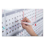 Magnetic Dry Erase Calendar Board, 12-Month Planning/Scheduling, 36" x 24", White Surface, Satin Aluminum Frame
