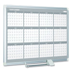 Magnetic Dry Erase Calendar Board, 12-Month Planning/Scheduling, 36" x 24", White Surface, Satin Aluminum Frame