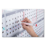 Magnetic Dry Erase Calendar Board, 12-Month Planning/Scheduling, 48" x 36", White Surface, Satin Aluminum Frame