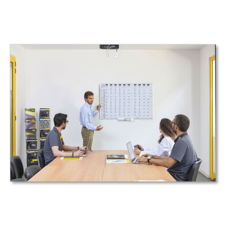 Ruled Magnetic Steel Dry Erase Planning Board, 48" x 36", White Surface, Satin Aluminum Frame