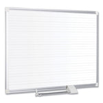 Ruled Magnetic Steel Dry Erase Planning Board, 48" x 36", White Surface, Satin Aluminum Frame