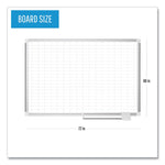 Gridded Magnetic Steel Dry Erase Project Planning Board, 1" x 2" Cells, 72" x 48", White Surface, Satin Aluminum Frame