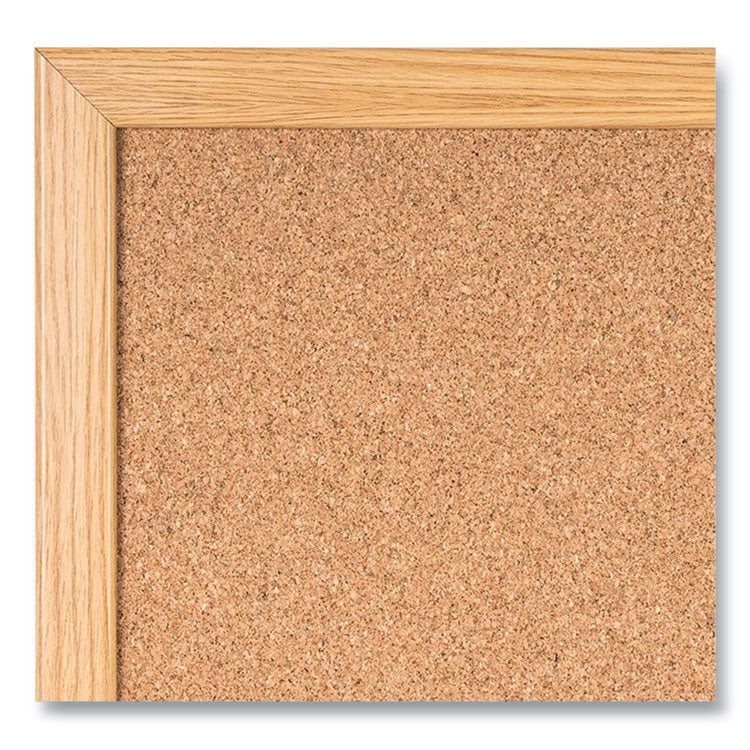 Value Cork Board with Oak Frame, 24" x 36", Brown Surface, Natural Oak Frame