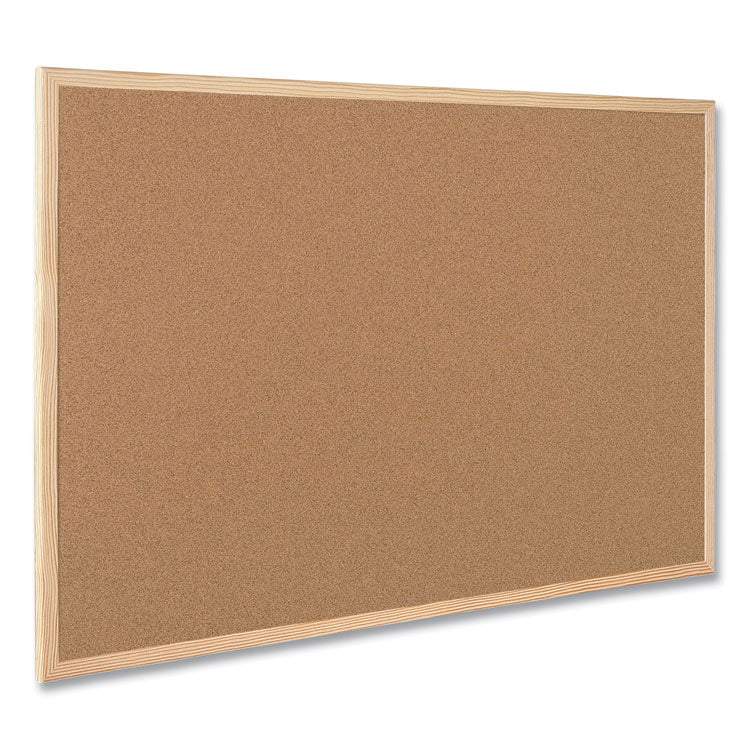 Value Cork Board with Oak Frame, 24" x 36", Brown Surface, Natural Oak Frame