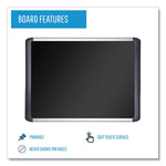 Soft-touch Bulletin Board, 72" x 48", Black Surface, Black/Satin Aluminum Frame