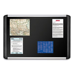 Soft-touch Bulletin Board, 72" x 48", Black Surface, Black/Satin Aluminum Frame