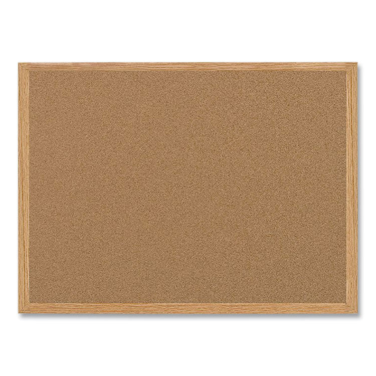Earth Cork Board, 36" x 24", Tan Surface, Oak Finished Wood Frame