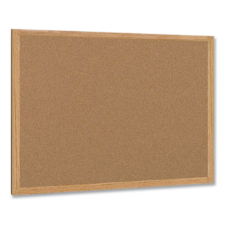 Earth Cork Board, 36" x 24", Tan Surface, Oak Finished Wood Frame