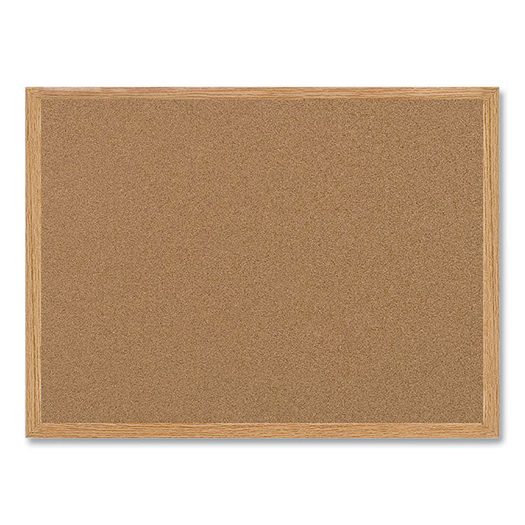 Earth Cork Board, 48" x 36", Tan Surface, Oak Finished Wood Frame