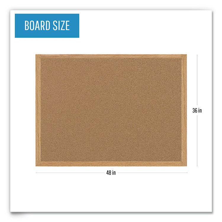 Earth Cork Board, 48" x 36", Tan Surface, Oak Finished Wood Frame