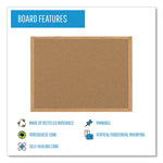 Earth Cork Board, 48" x 36", Tan Surface, Oak Finished Wood Frame