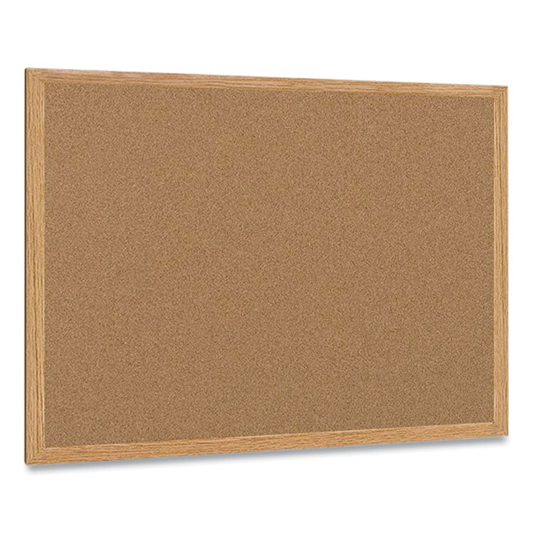 Earth Cork Board, 48" x 36", Tan Surface, Oak Finished Wood Frame