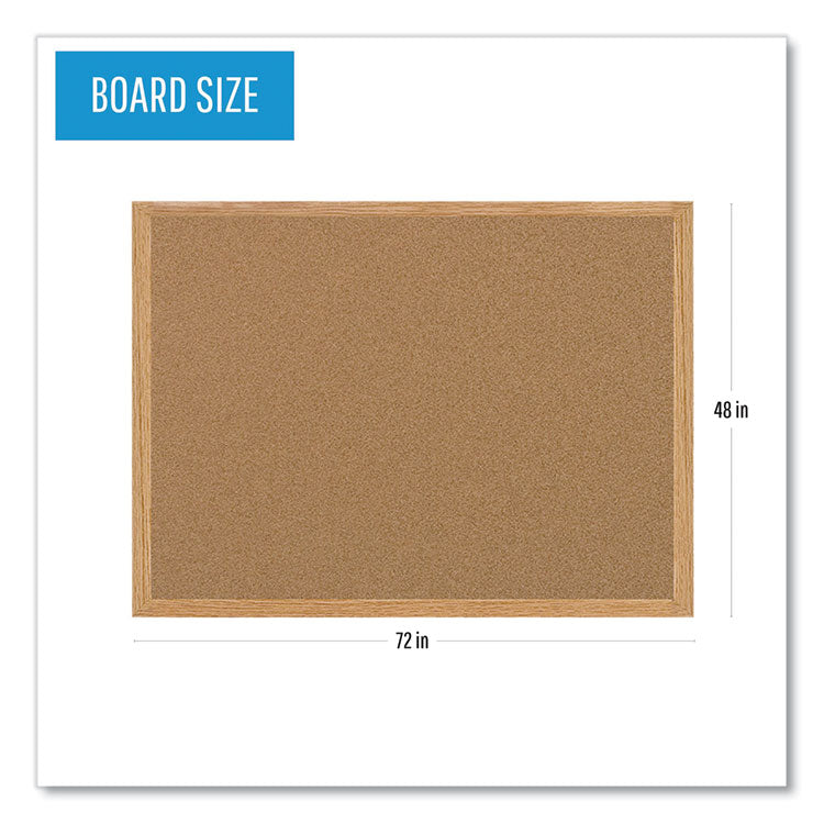 Earth Cork Board, 72" x 48", Tan Surface, Oak Finished Wood Frame